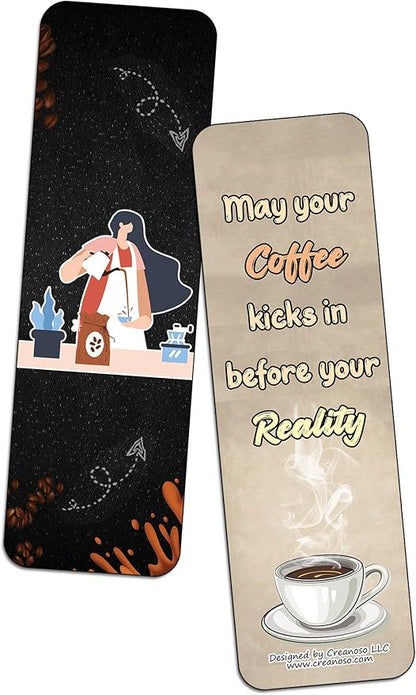 Creanoso Funny Barista Quotes Bookmarks (5-Sets X 6 Cards) – Daily Inspirational Card Set – Interesting Book Page Clippers – Great Gifts for Adults and Professionals