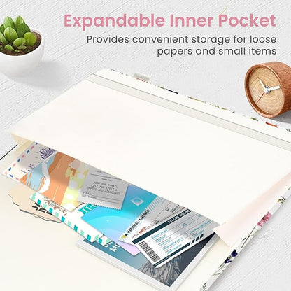 Lined Journal Notebook for Women & Men, Hardcover Leather Journal for writing, A5 College Ruled Notebook for Work & Note Taking, Perfect for Office School Home Supplies, 160 Pages, Garden