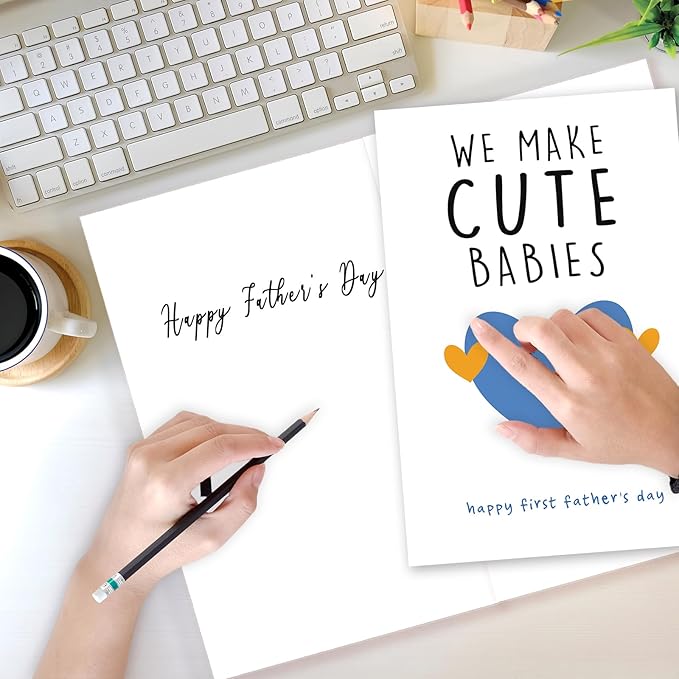 Happy First Father's Day Card for New Dad, Cute 1st Fathers Day Card, Sweet First Fathers Day Cards Gifts for Husband from Wife, We Make Cute Babies