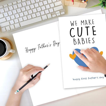 Happy First Father's Day Card for New Dad, Cute 1st Fathers Day Card, Sweet First Fathers Day Cards Gifts for Husband from Wife, We Make Cute Babies