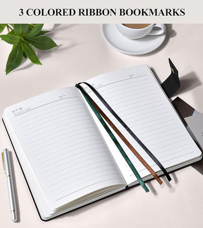 365 Page Thick Lined Journal Notebook for Men Women, A5 Leather Journals for Writing, Hardcover Notebooks for Work, School, Note Taking,Travel, Business,Personal Diary, College Ruled 5.9" x 8.4"