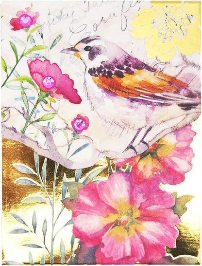 Punch Studio Pink Floral Bird Pocket Notepad (44657)