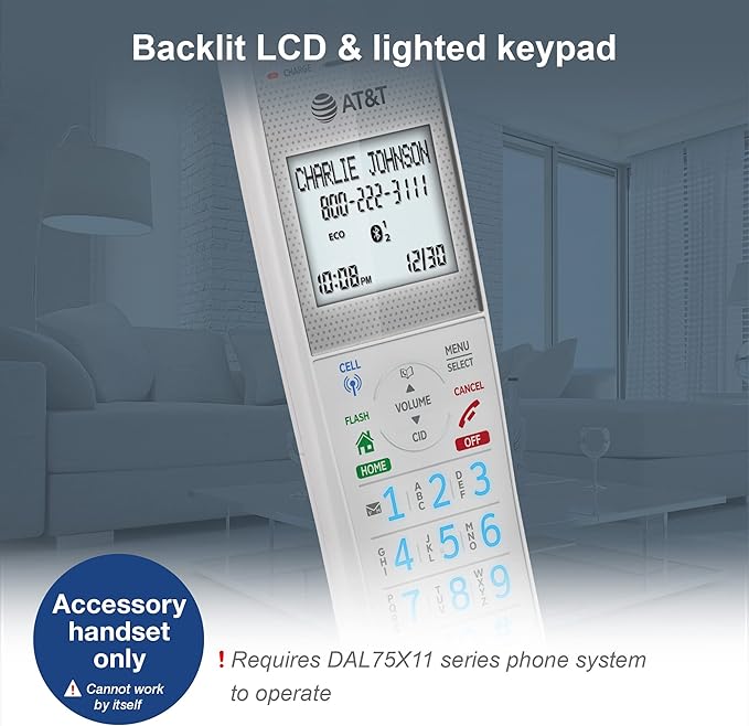 AT&T DAL75011 Accessory Handset for GL2113-x or DAL75x11 Phone System (White)