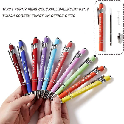 10PCS Funny Pens Colorful Ballpoint Pens with Bible Verse and Touch Screen Function Office Gifts(10PCS)