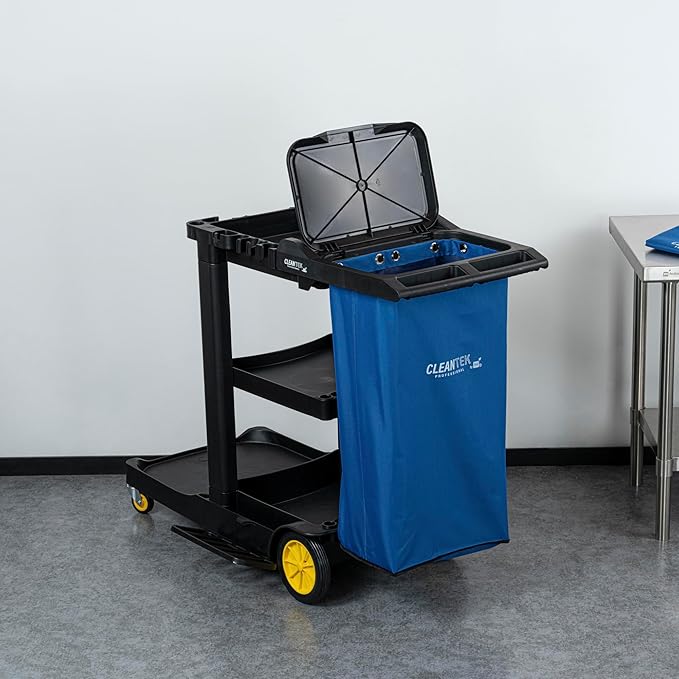 Restaurantware-Janitor CART Bag ONLY: Clean Tek Professional 16.93 x 10.63 x 29.53 Inch Janitorial Cart Bag, 1 Heavy-Duty Bag - Janitor Cart Sold Separately, Durable, Blue Plastic Replacement Bag