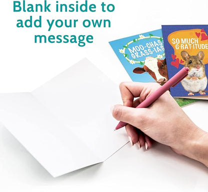 T MARIE 48 Funny Thank You Cards with Colorful Envelopes and Gold Stickers - Bulk 4x6” Boxed Set for Employee Appreciation Cards, Kids, Friends, Staff and Customers - Cute Animal Designs