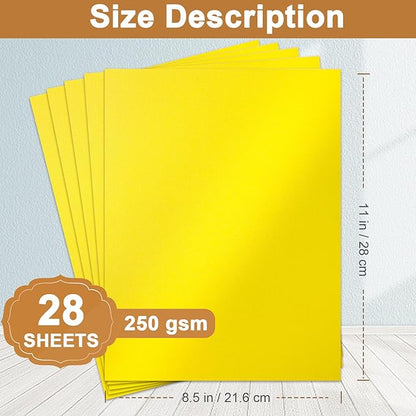 28 Sheets Shimmer Yellow Cardstock 8.5 x 11 Craft Paper, 250gsm/92lb Thick Printer Paper Card Stock for DIY Making Cards, Office, Scrapbooking, Invitations, Memos, Wedding