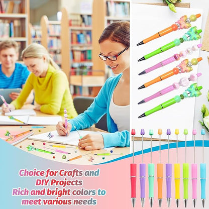 30 Pieces Beadable Pens - Beaded Pens Sweet Plastic Diy Black Ink Ballpoint Pens Bulk - Bead Pens Suitable For Teacher, Students, Office, School, Graduation Gift Supplies