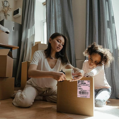 Phomemo 241bt Labels - Packs of 500 4X6 Per Fan-Fold Thermal Labels Compatible with Phomemo 241bt, D520BT, B246D Label Printer, Shipping Label for Bussines, Home, Office, Commercial Grade, Pink