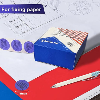 3 Pack Drafting Dots 7/8” Diameter, Low Tack, Easy Removal, Pre-Cut Drafting Tape Dots for Tracing, Drawing, Positioning, Roll of 500 Dots Per Box (Multicolored)