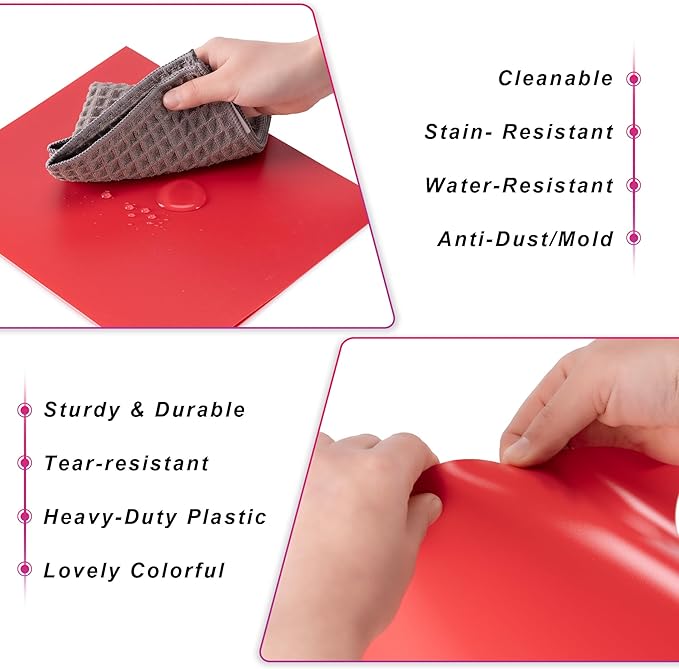 Plastic Folders with Pockets (7 Pack, Red), Durable Heavy Duty File Folders with Business Card Slot, 2-Pocket Folder for Schoolwork & Office,Letter Size