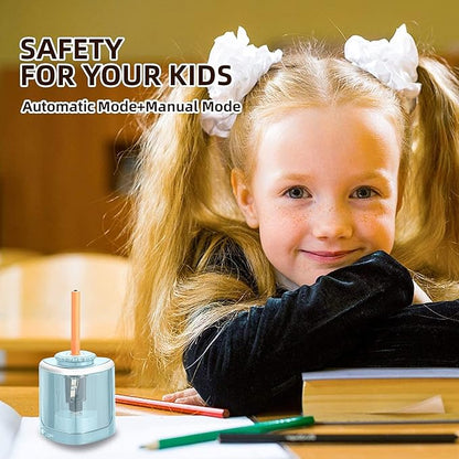 Pencil Sharpener Electric Pencil Sharpener for Kids, Blade to Fast Sharpen, Suitable for No.2/School/Classroom/Office/Home (Blue)