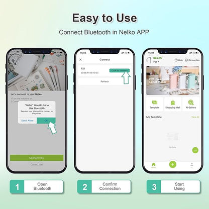 Nelko Label Maker Machine with Tape, P21 Bluetooth Label Printer, Wireless Mini Label Makers with Multiple Templates for Organizing Office Home, Purple
