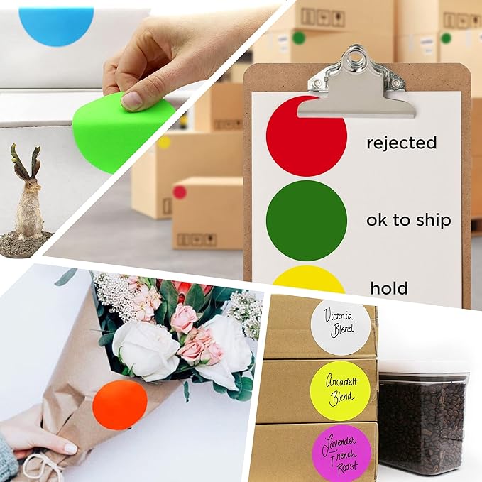 ChromaLabel 3 Inch Round Label Permanent Color Code Dot Stickers, 500 Labels per Roll, Orange