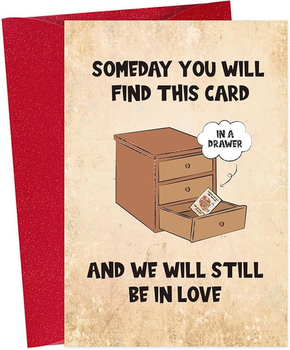 Happy Birthday Cards Gifts for Him Her,Funny Birthday Card for Husband and Wife,Lovely Birthday Anniversary Card Gifts, Love hidden in the drawer