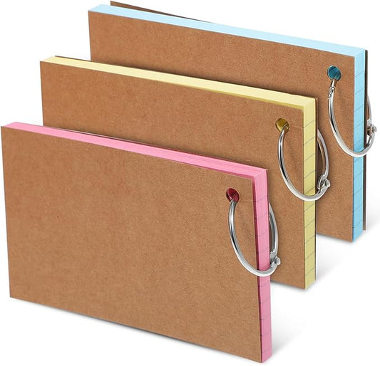 150 Pcs Colored Index Cards: 3 x 5 Ruled Index Cards with Ring,Heavy Colored Note Cards Punched Lined Flashcards for School Learning Game Card