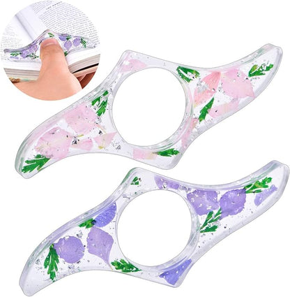 SKYNEO Book Page Holder, Thumb Book Page Holder, Dried Flowers for Resin Page Holder, Book Reader Reading Accessories for Teachers Gift and Bookworm Gifts, Gifts for Book Lovers - White