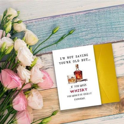 Funny Whiskey Birthday Card for Men Women, Humor Bday Card for Older, 30th 40th 50th 60th 70th 80th 90th Birthday Card Gifts for Him Her, Ideal Father Mother Grandpa Grandma Birthday Card Gift