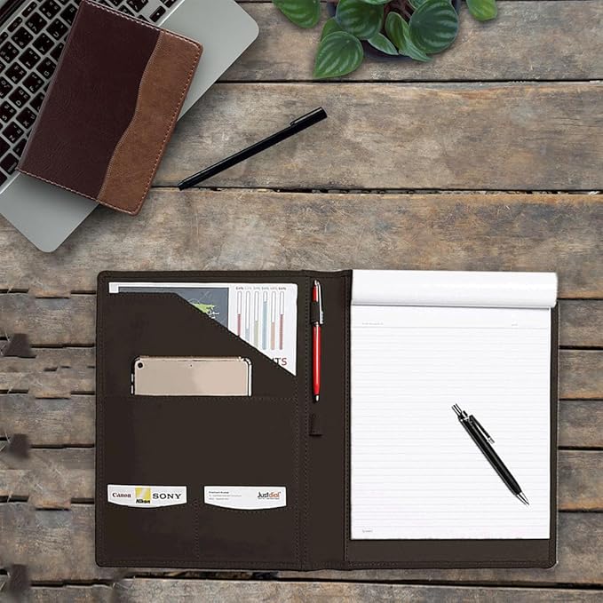 Succor Genuine Leather Business Portfolio Organizer-Professional Padfolio-Leather Binder-Document Holder-Resume Folder-A4 PAD Folio for Men and Women-13”x10”-Black