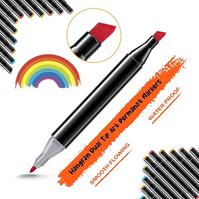 Alcohol Based Ink Art Markers, 168 Colors Broad&Fine Dual Tip Permanent Markers Pen Set for Professional Student Child Coloring Illustrations Sketch Drawing Painting Card Making (Black)