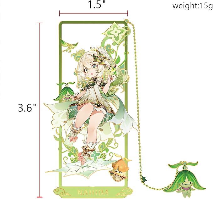 Nahida Bookmark with Chain Original Genshin Impact Metal Bookmark - Collect All Your Favorite Characters!