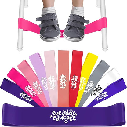 Chair Bands for Kids with Fidgety Feet - Fidget Bands for Classroom Chairs, Feety Bands, Sensory Flexible Bands, ADHD Chair Bands for Kids, Anti-Snap Bands for Desk and Seats Multicolor (Pack of 12)