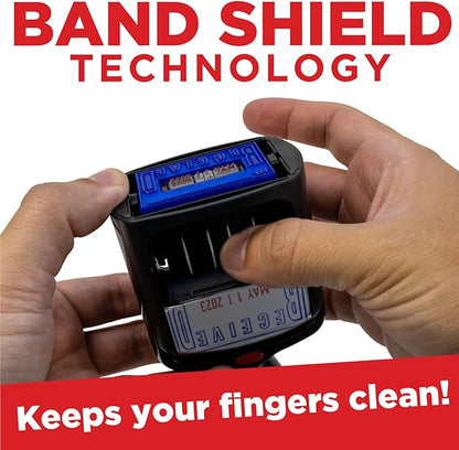 Self-Inking Rubber Date Office Stamp with Faxed Phrase - Blue Ink & Date Red Ink - 12-Year Band