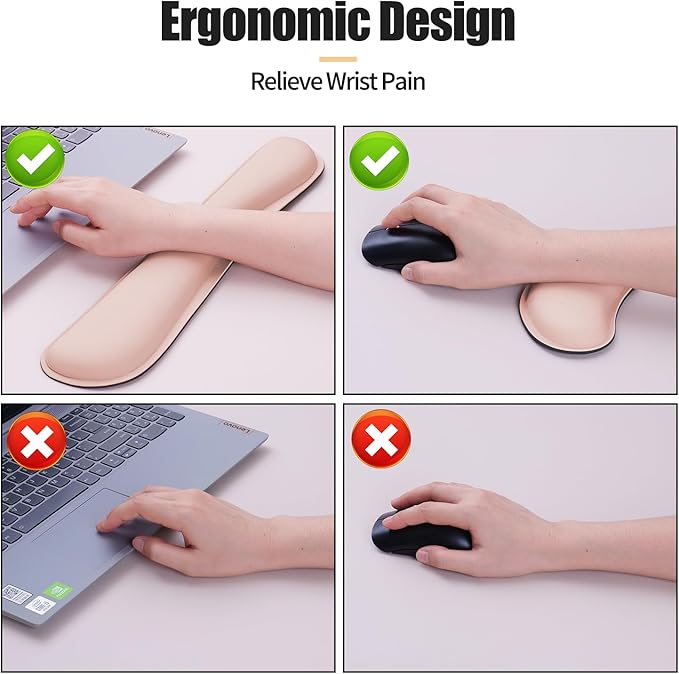 Bloss Leather Desk Pad and Keyboard Wrist Rest, Large Mouse Pad + Keyboard Pad+Mouse Wrist Support, Non-Slip Desk Mat Protector for Office, Home (35.4×15.7 Inches,Beige)