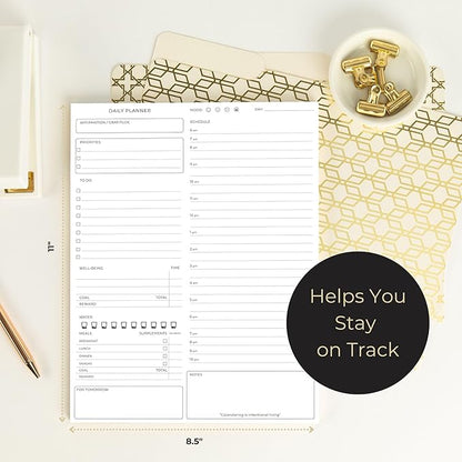 Daily Planner To-Do List Notepad - 50 Page Daily Planner Pad Checklist, To-Do List Notebook, and Work Planner - Daily Schedule Planner - 8.5 x 11 Inch Daily Planner Notepad - Task Planner Blu Monaco