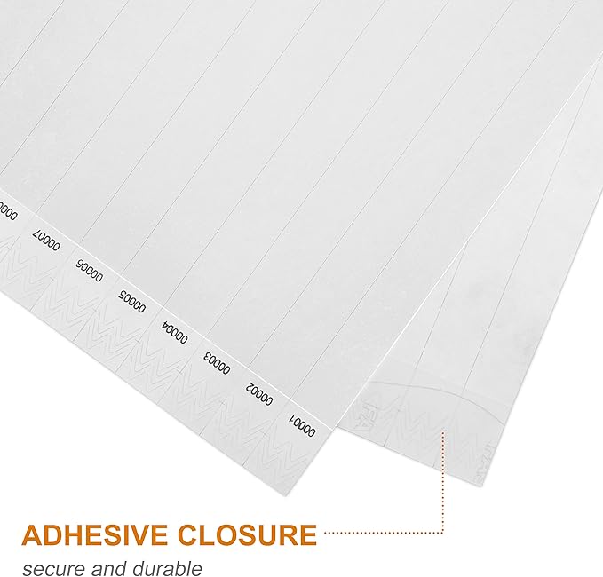 100 Pcs Wristbands, 1-100 Consecutive Numbers Waterproof Tearproof and Printable Wrist Straps Admission Bracelets Tickets (White)
