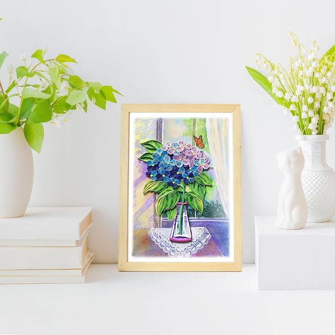 KingKraft Hydrangea Flower Card, Quilling Card, Birthday Card for Women, Anniversary Card for Wife, Valentines Day Card, Mothers Day Card, Thinking of You, Get Well Card for Sister, Daughter