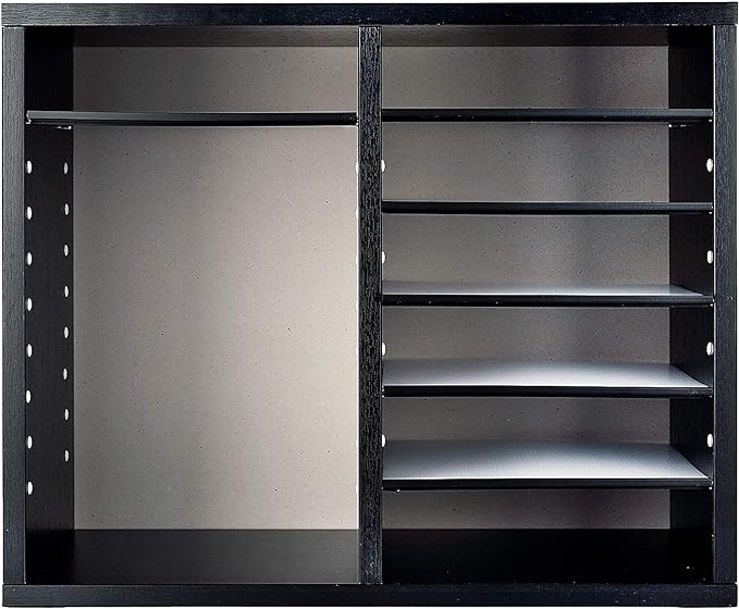AdirOffice Wooden Adjustable Literature Organizer, 12 Compartment Office Mailbox, or Classroom Literature Organizer, Black
