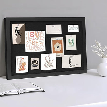 Cork Board with Linen Black 2Pack,Bulletin Board 17"x12", Corkboards for Office Home School Message Board or Vision Board Decoration.