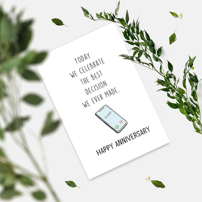 Funny Met Online Dating Anniversary Card, Swipe Dating Card for Boyfriend Girlfriend, Anniversary Card for Him Her, Internet Dating Card, Celebrate The Best We Decision We Ever Made
