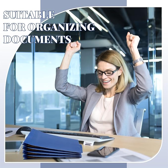 48 Pcs Classification Folders Bulk 2 Dividers File Folder with Fastener 2 Prongs Letter Size Pressboard Filefolders with 3.5 Inch Expansion for Organize Office Medical Document (Dark Blue)