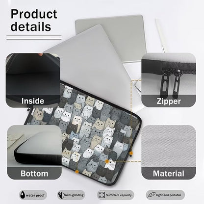 Cartoon Cat Printed Computer Bags for Laptops, Water Resistant 13 Inch Laptop Bag Laptop Briefcase Travel Case for Women Men Teens, Compatible with Most Laptops