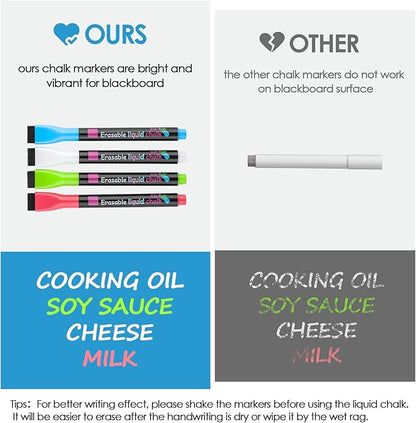 MaxGear Magnetic Black Dry Erase Board Sheet for Refrigerator, 16"x12" Fridge Magnetic Whiteboard for Kitchen, Fridge Shopping List for Family Planner and Grocery List, 4 Chalk Markers