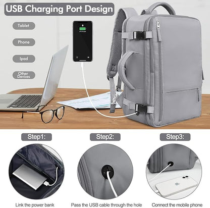 Travel Backpack for Women Men, Carry on Backpack Bag for Traveling on Airplane, Flight Approved Personal Item Size Backpack Luggage,Travel Essentials, Dark Grey