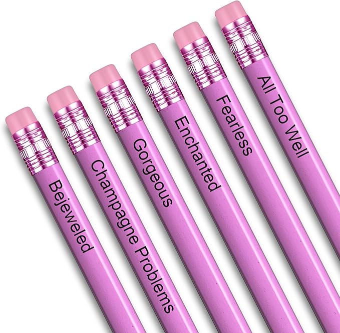 GIFTSFARM Taylor 12 Iconic Hits Pencil Set, Pink Gift Merch for Music Lovers, Gifts for Birthday Girls, Pink Pencils