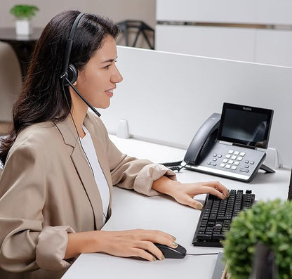Yealink UH34 USB Headset with Microphone for PC Laptop,Wired Headset with Noise-Cancelling Microphone,Teams Certified, in-Line Controls for Home Office Online Class Skype Zoom Meetings