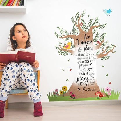 Classroom Tree Bulletin Board Set Bulletin Board Tree Cutouts, Classroom Tree Wall Decor for Elementary School Teacher Chalkboard Supplies (Bible Style)