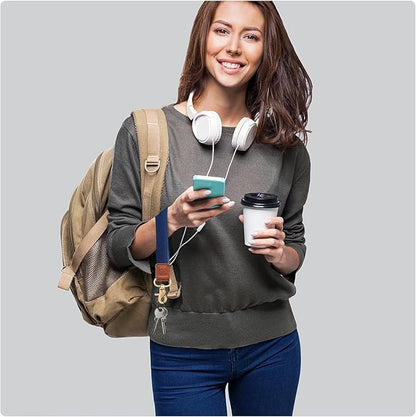 Fishent Stretchy Wristlet Keychain,Braided Cute Wrist Lanyards for Keys, Key Chain Holder for Women Men, Wrist Strap Keychain for Car Keys Phone Camera Wallet ID Badges Card (Atlantic Blue)