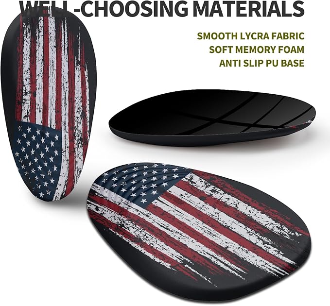 Hokafenle Ergonomic Mouse Pad Wrist Support, Terraced Slope Carpal Tunnel Wrist Pad for Mouse with Unibody Memory Foam, Wrist Rest Pain Relief Mousepad (US Flag, 11.8x7.9 in)