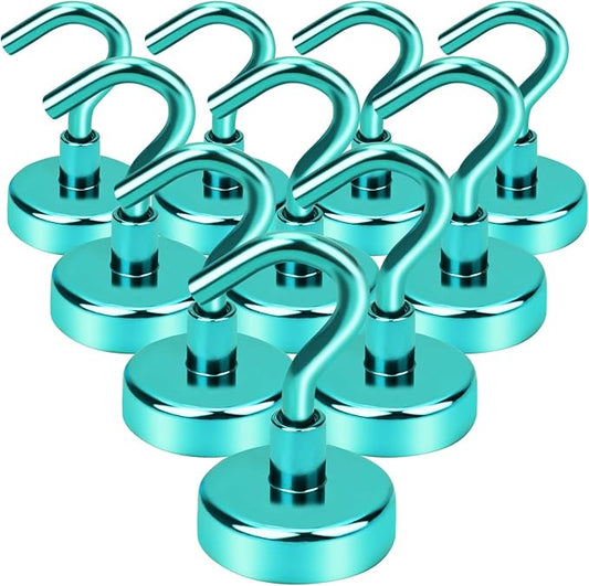 DIYMAG Magnetic Hooks, 30Lbs Strong Heavy Duty Cruise Magnet S-Hooks for Classroom, Fridge, Hanging, Cabins, Grill, Kitchen, Garage, Workplace and Office etc, (10 Pack-Green)