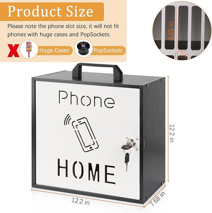 Echaprey Cell Phone Holder Classroom Pocket Chart Wooden Cell Phone Storage Cabinet with Lock 33 Slots Desktop Cell Phone Holder for Classroom Office (33 Slots Black)