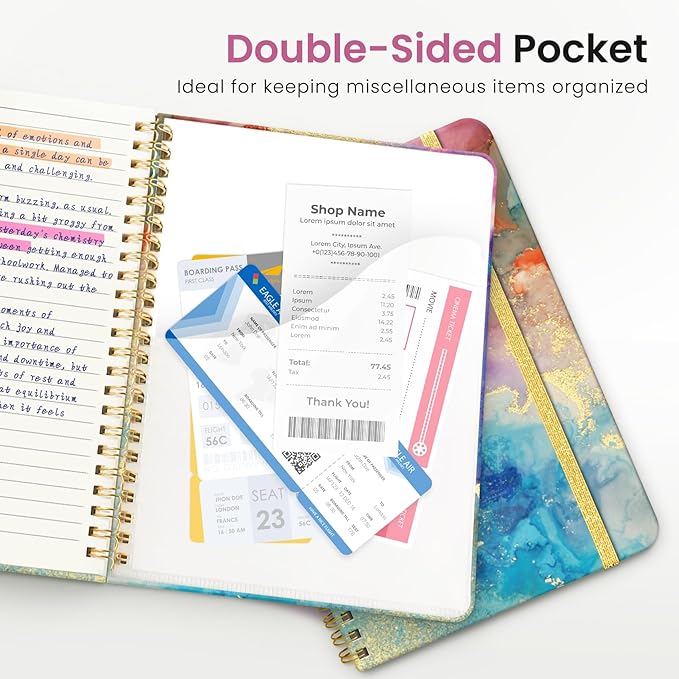 Lined Spiral Journal Notebook for Women, A5 College Ruled Journals for Writing, Hardcover Notebooks for Work, Note taking and Office School Supplies,140 Pages - Color Splash