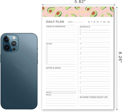 Daily to Do List Notepad with 52 Undated Tear-Off Planning Sheets,5.8"×8.2" Magnetic Planner Checklist Organizing Memo Pad for Reminders,Shopping List,Self-Care Notepad (5.82"x8.26", Avocado)