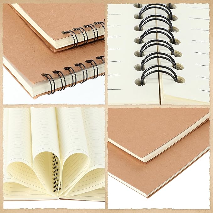 Epakh 22 Packs Spiral Notebook Hard Cover Spiral Journal, Wide Ruled Pages, 50 Sheets 100 Pages, Lined Style(Brown,B5)