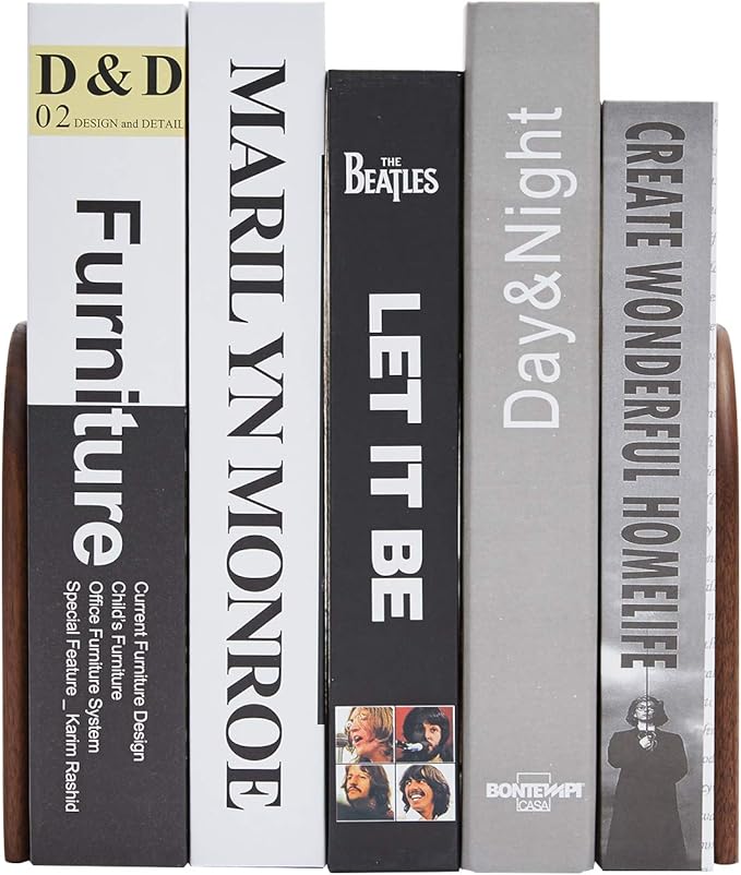 Pandapark Wood Bookends,Non-Skid Bookend for Shelves,Heavy Duty Bookends,Book Stand for Books/CDs,1 Pair