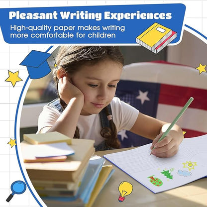 Henoyso 6 Pcs Primary Composition Notebook K-2 9 3/4 x 7 1/2 Inch Primary Journal Blank Writing Book for Kid to Write Draw and Journal 60 Page Notebook Back to School Supplies (Blue)